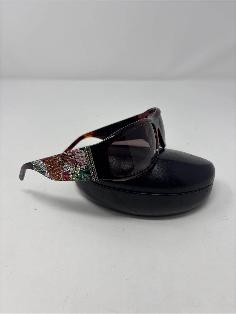 Ed Hardy | Women's Tortoiseshell Sunglasses with Floral Temple Detail